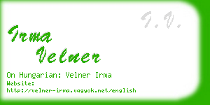 irma velner business card